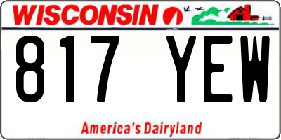 WI license plate 817YEW