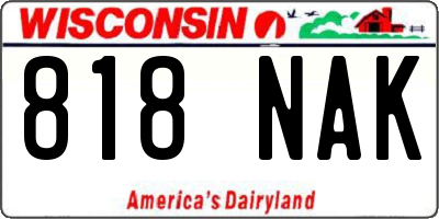 WI license plate 818NAK