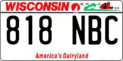 WI license plate 818NBC