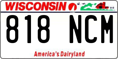 WI license plate 818NCM