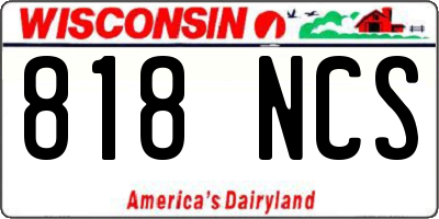 WI license plate 818NCS