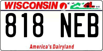 WI license plate 818NEB