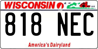 WI license plate 818NEC