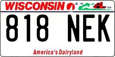 WI license plate 818NEK