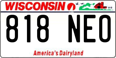 WI license plate 818NEO