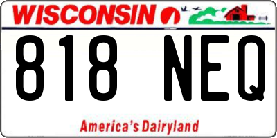 WI license plate 818NEQ