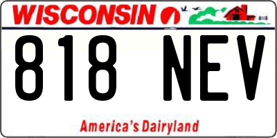 WI license plate 818NEV