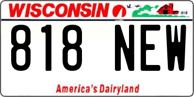 WI license plate 818NEW
