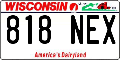 WI license plate 818NEX