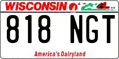 WI license plate 818NGT