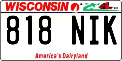 WI license plate 818NIK