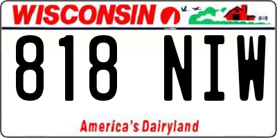 WI license plate 818NIW