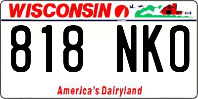 WI license plate 818NKO