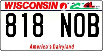 WI license plate 818NOB