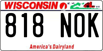 WI license plate 818NOK