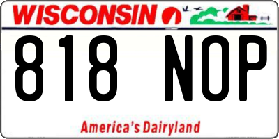 WI license plate 818NOP