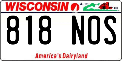 WI license plate 818NOS