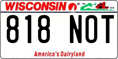 WI license plate 818NOT