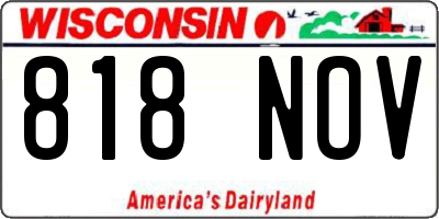 WI license plate 818NOV
