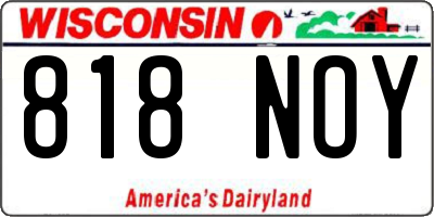WI license plate 818NOY