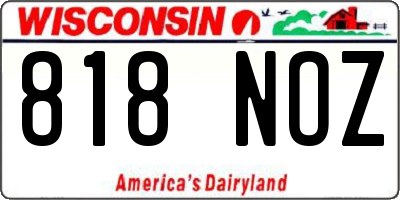 WI license plate 818NOZ