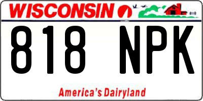 WI license plate 818NPK