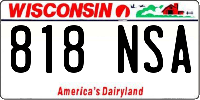WI license plate 818NSA