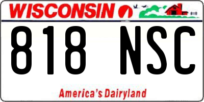 WI license plate 818NSC