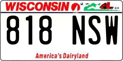WI license plate 818NSW