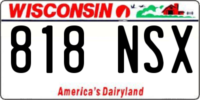 WI license plate 818NSX