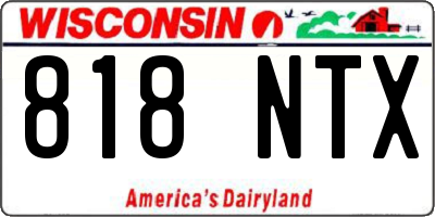 WI license plate 818NTX