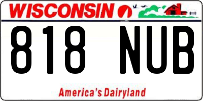 WI license plate 818NUB