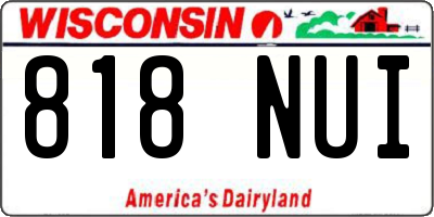 WI license plate 818NUI