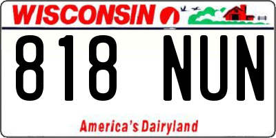 WI license plate 818NUN