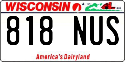 WI license plate 818NUS