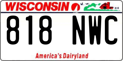 WI license plate 818NWC
