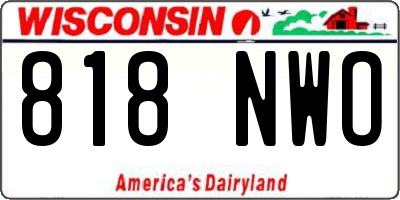 WI license plate 818NWO