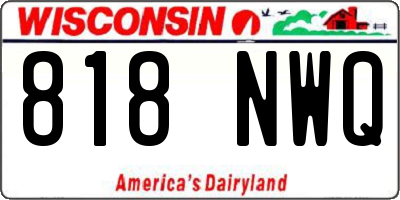 WI license plate 818NWQ