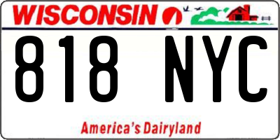 WI license plate 818NYC