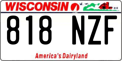 WI license plate 818NZF