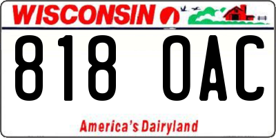 WI license plate 818OAC