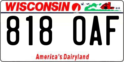 WI license plate 818OAF