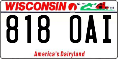WI license plate 818OAI