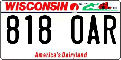 WI license plate 818OAR
