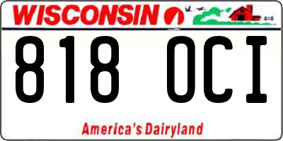 WI license plate 818OCI