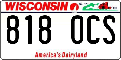 WI license plate 818OCS