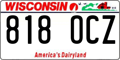 WI license plate 818OCZ