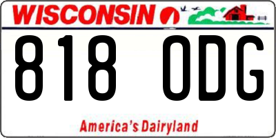 WI license plate 818ODG