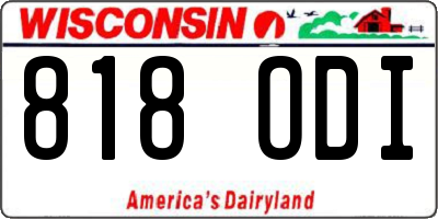 WI license plate 818ODI