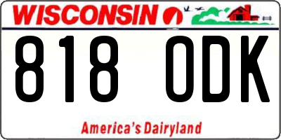 WI license plate 818ODK